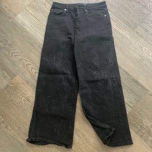 Free people black wide leg cropped jeans size 28
